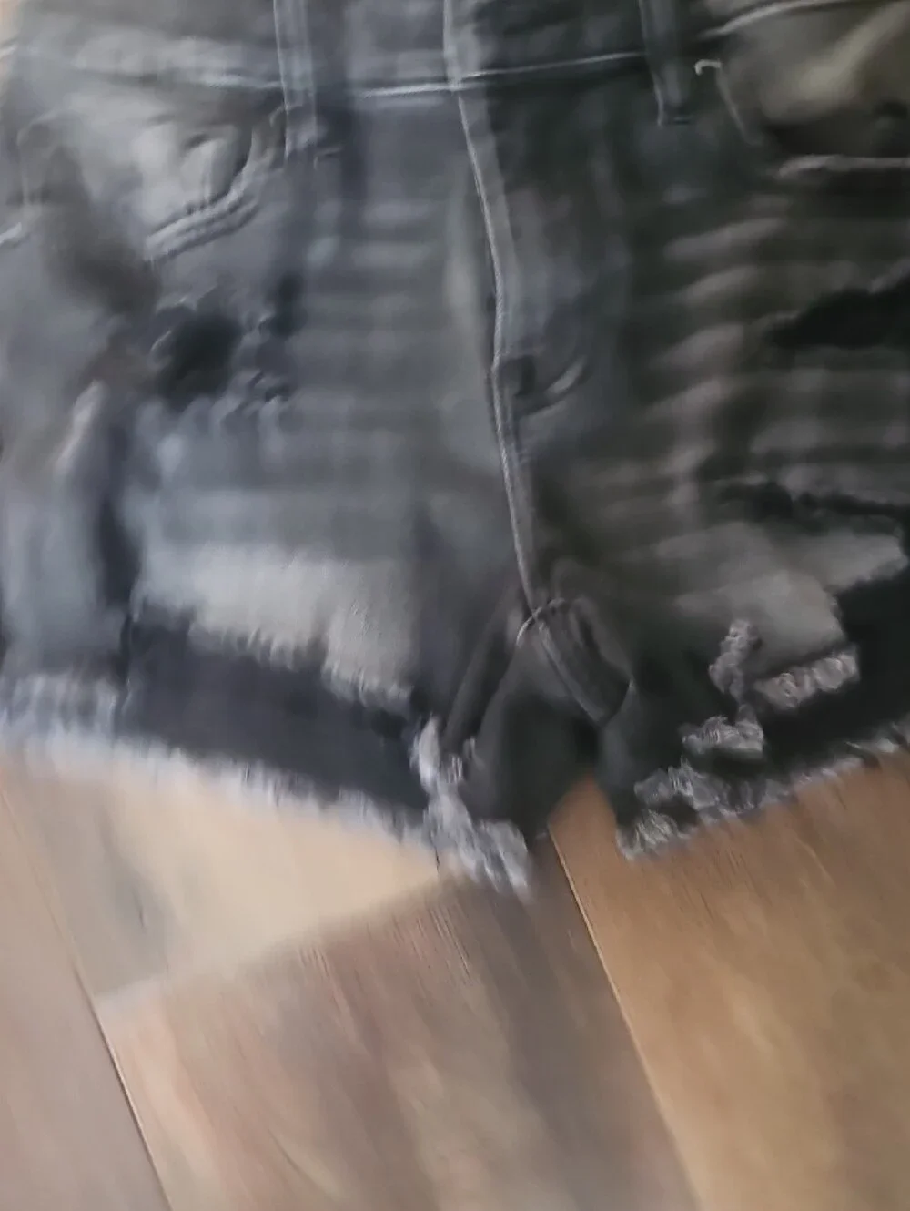 Vigoss Washed Black Ripped Denim Shorts